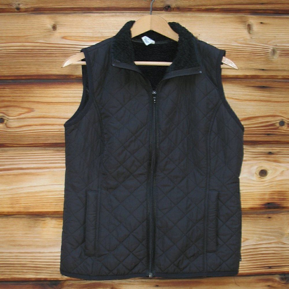 Prana Black Quilted Sherpa Vest